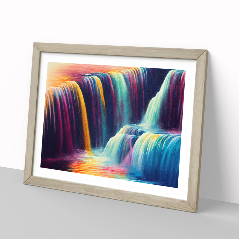 Colourful Watercolour - Single Picture Frame Print, 34cm H x 46cm W x 2cm D, Oak Framed