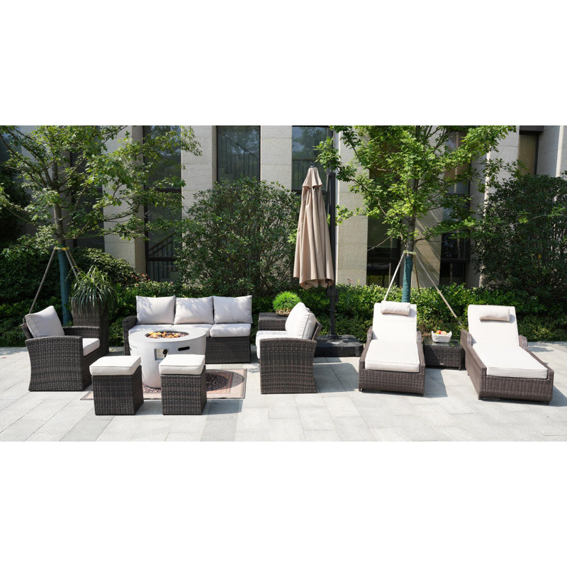 - Person Patio Conversation Set with Cushions, Brown