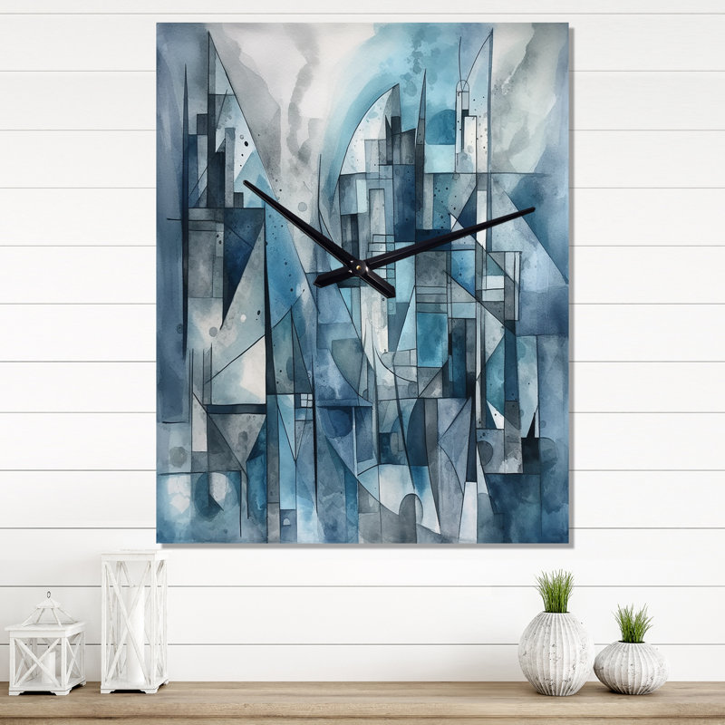 Horloge murale géométrique abstraite de forme abstraite III, H 32 po x l 24 po