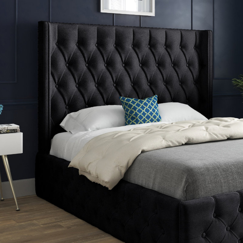 Aldric Upholstered Bed, Small Single (2'6), Black
