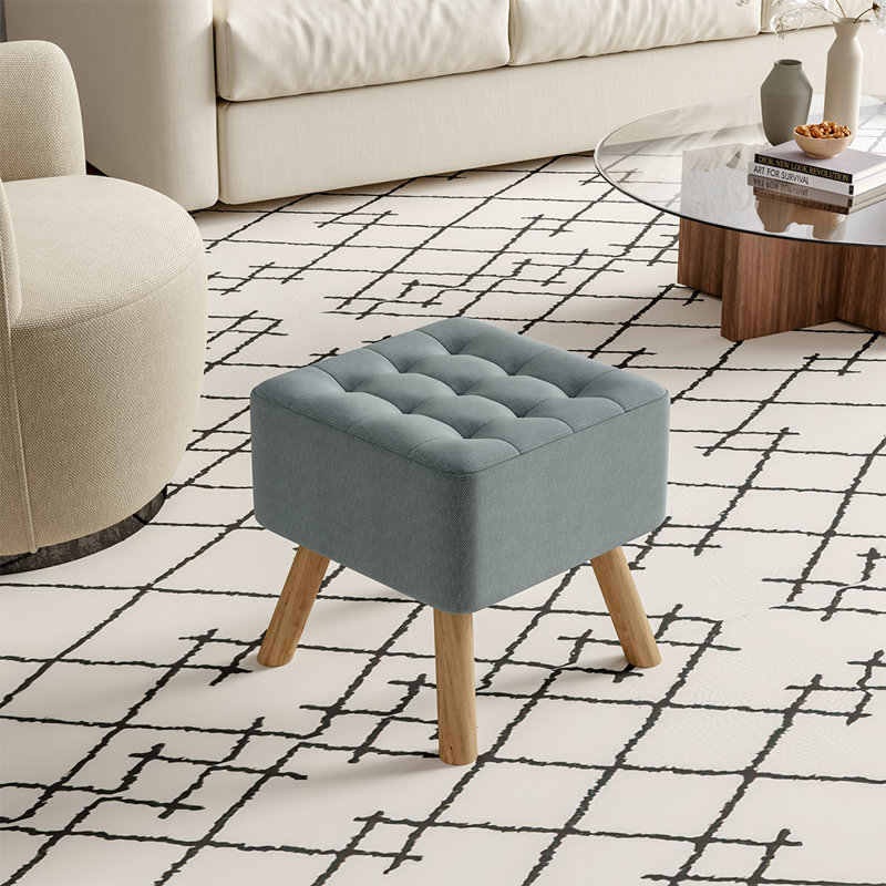 Germain Square Solid Colour Footstool Ottoman, Grey