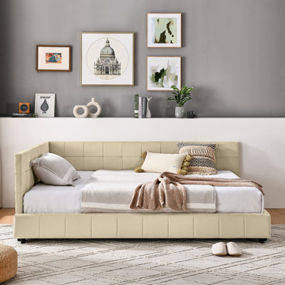 Structure de lit rembourrée en velours polyvalente avec confort et style pour la chambre à coucher et le salon