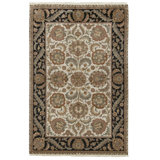 Hand Knotted Wool Oriental Area Rug in Ivory And Black
