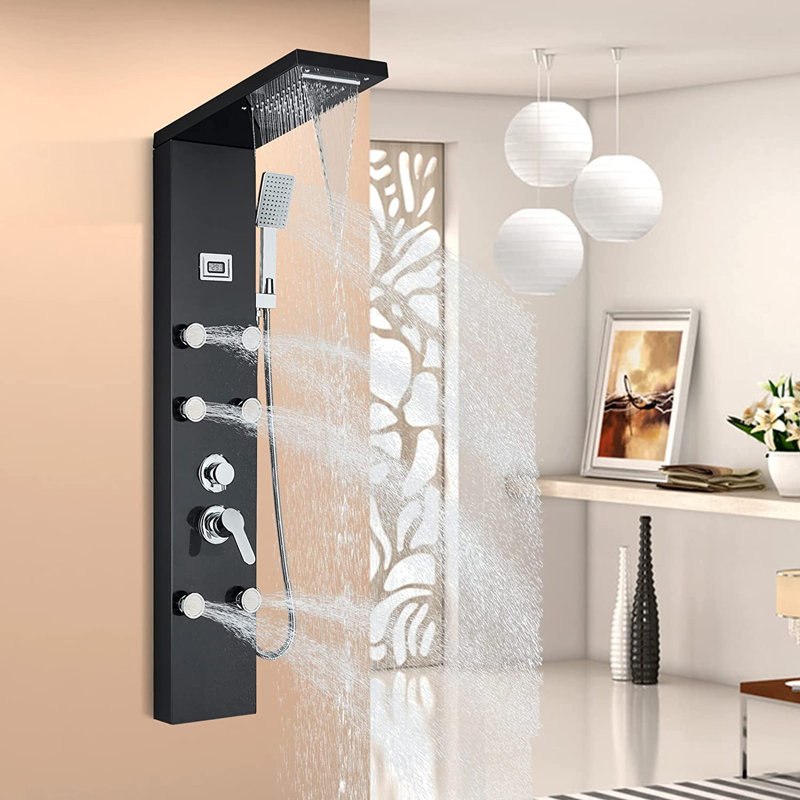 Panneau de douche 47,2 po avec pomme de douche fixe, Bronze huilé