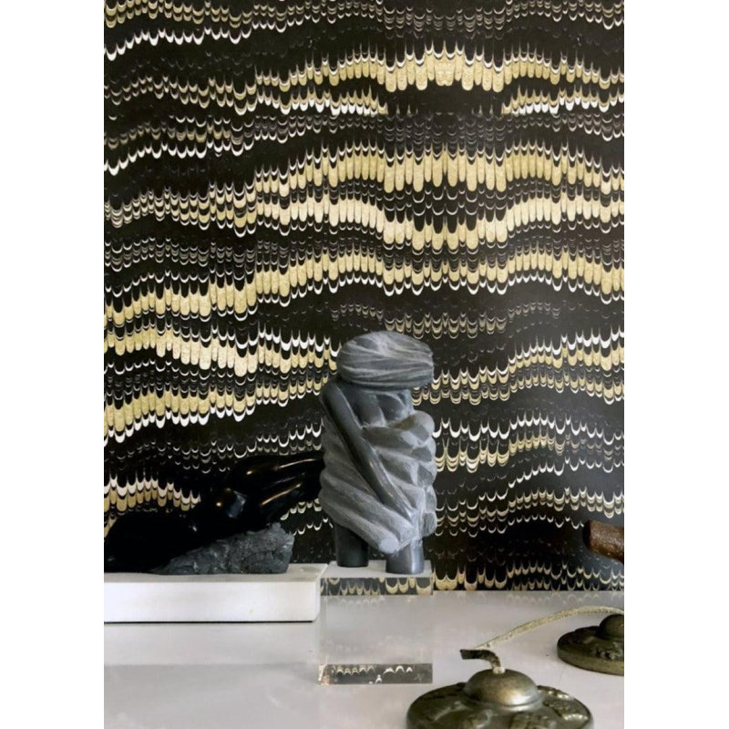 Rouleau de papier peint mat L 10 pi x l 24 po Abra Golden, Faux Grasscloth, Non collé