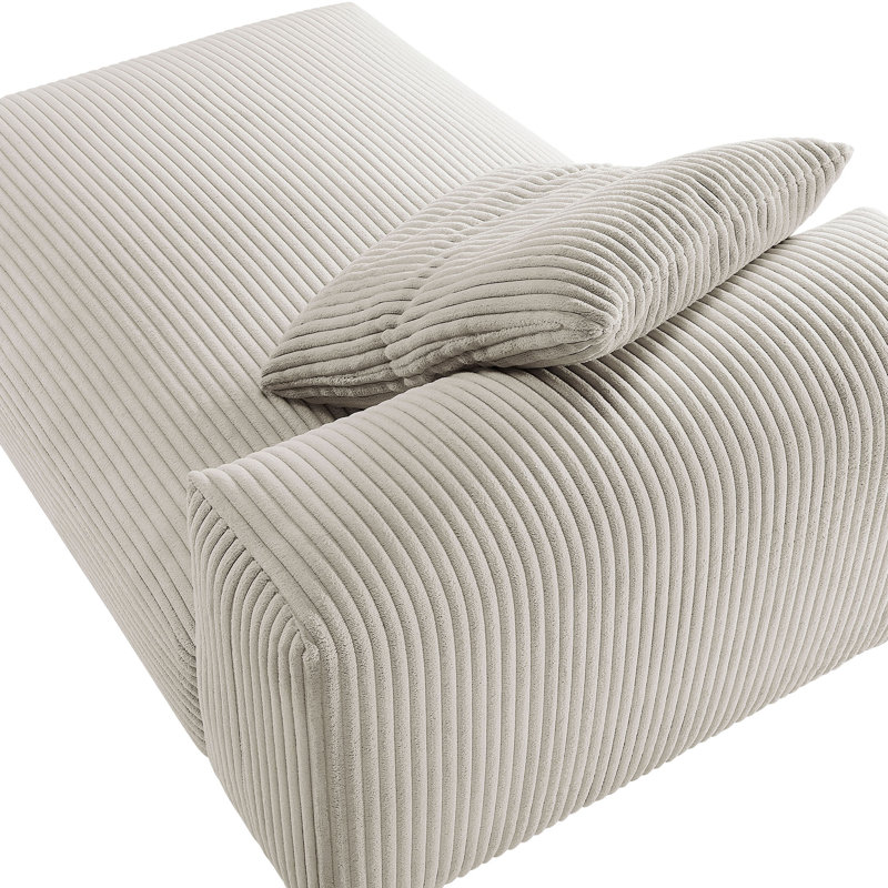 Chaise longue rembourrée en velours côtelé Solace, Amande