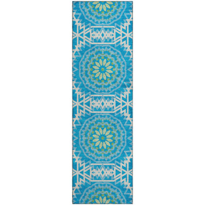 Premium Machine Washable Cerrito Blue Rug