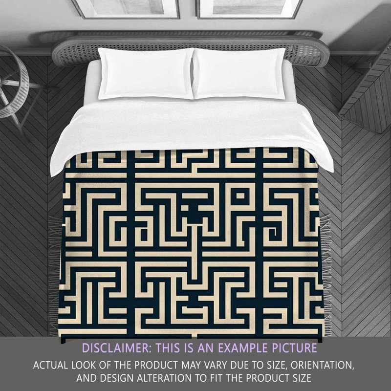 Polyester Comforter, Queen Comforter, Navy/Beige Geometric