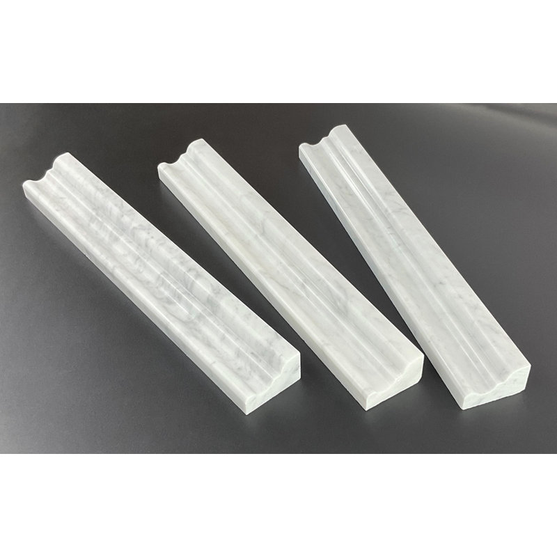12" L x 1.8" W Marble Chair Rail Tile Trim, White Carrara