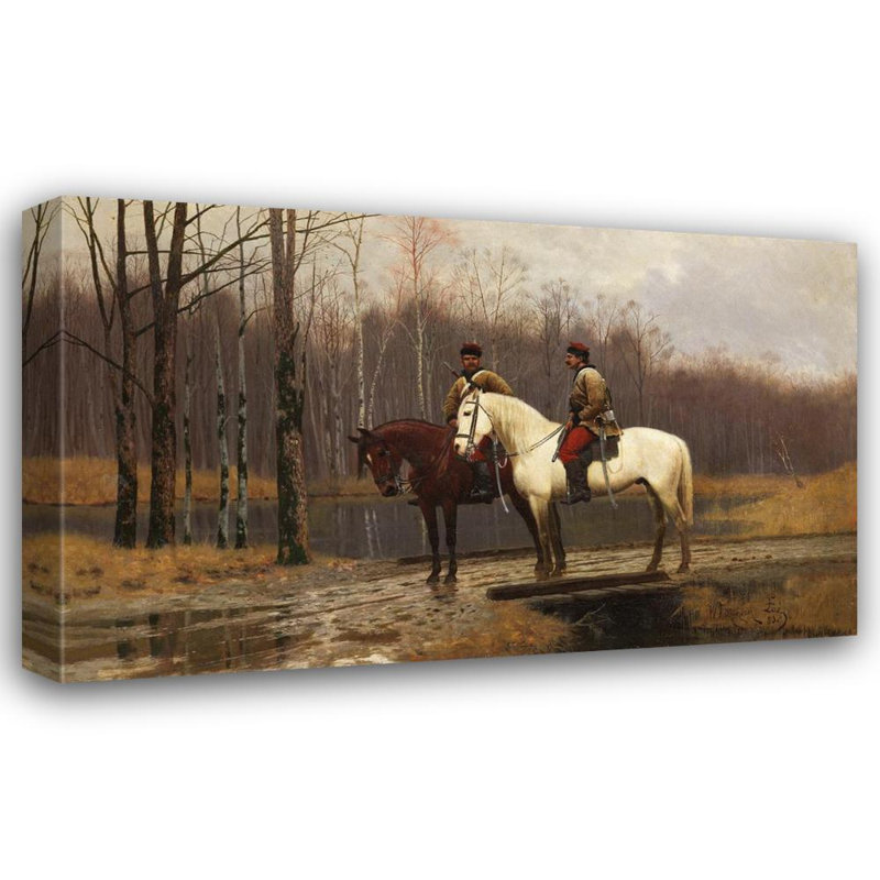 «Two Cossacks on Horseback» par Waldemar Los - Art mural sur toile tendue avec châssis, H 24 po x l 17 po