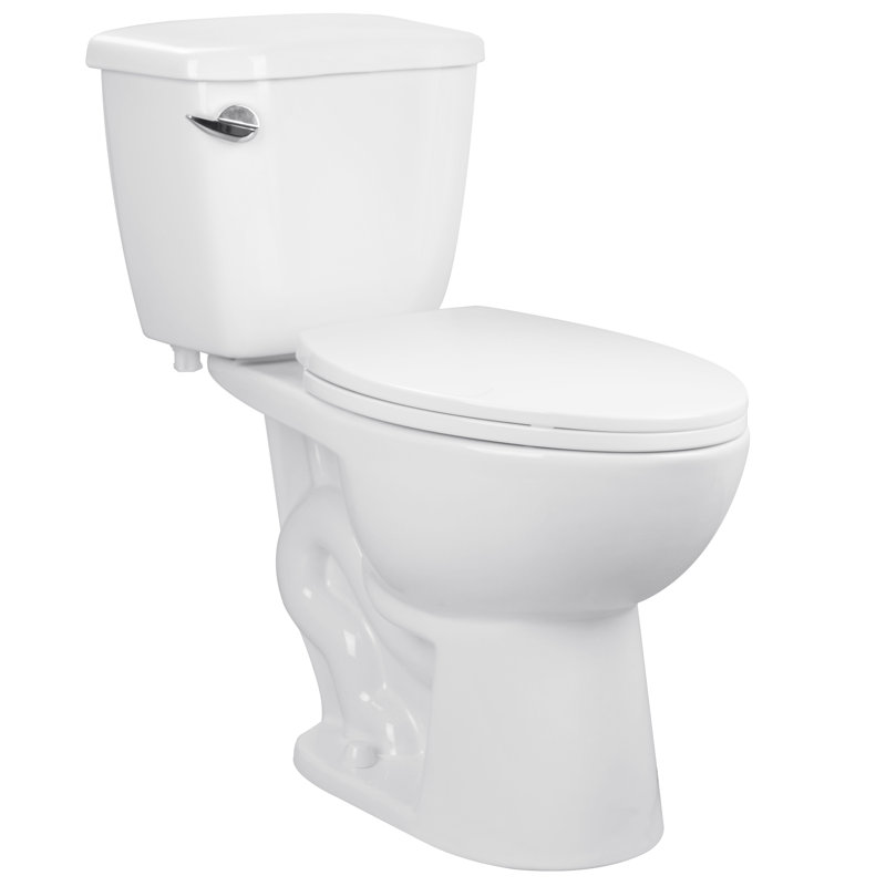 Two-Piece Elongated Toilet, 1.28 GPF High Efficiency Single Flush, Traditional Style (Seat Included)