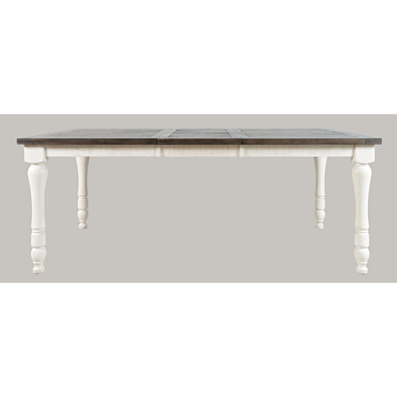 Aashma 6 - Person Extendable Solid Wood Top Four Leg Dining Set, Vintage White, Vintage White, 7 Pieces: Table, 6 Chairs