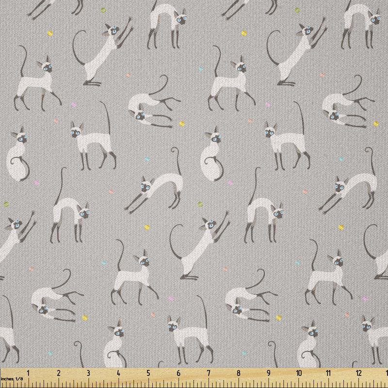 Courtnei Siamese Cat on Wall Playing and Posing Feline Kitty Multi-Purpose Fabric