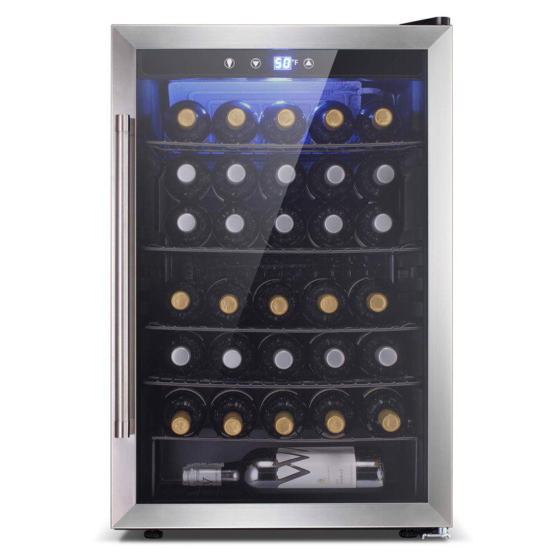 Mini réfrigérateur à boissons de 4,4 pieds cubes, capacité de 37 bouteilles / 145 canettes, bouton tactile, 32 ° F-61 ° F, faible bruit <38dB, lumière DEL, tablettes amovibles