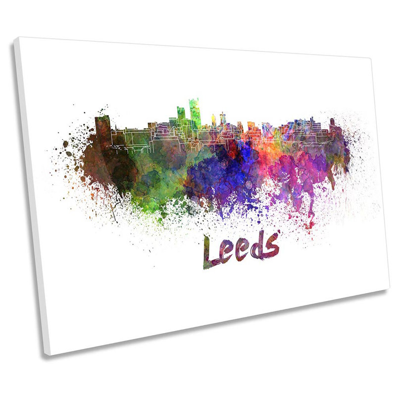 Leeds Watercolour Skyline - Wrapped Canvas Painting, 30.5cm H x 45.7cm W x 2cm D