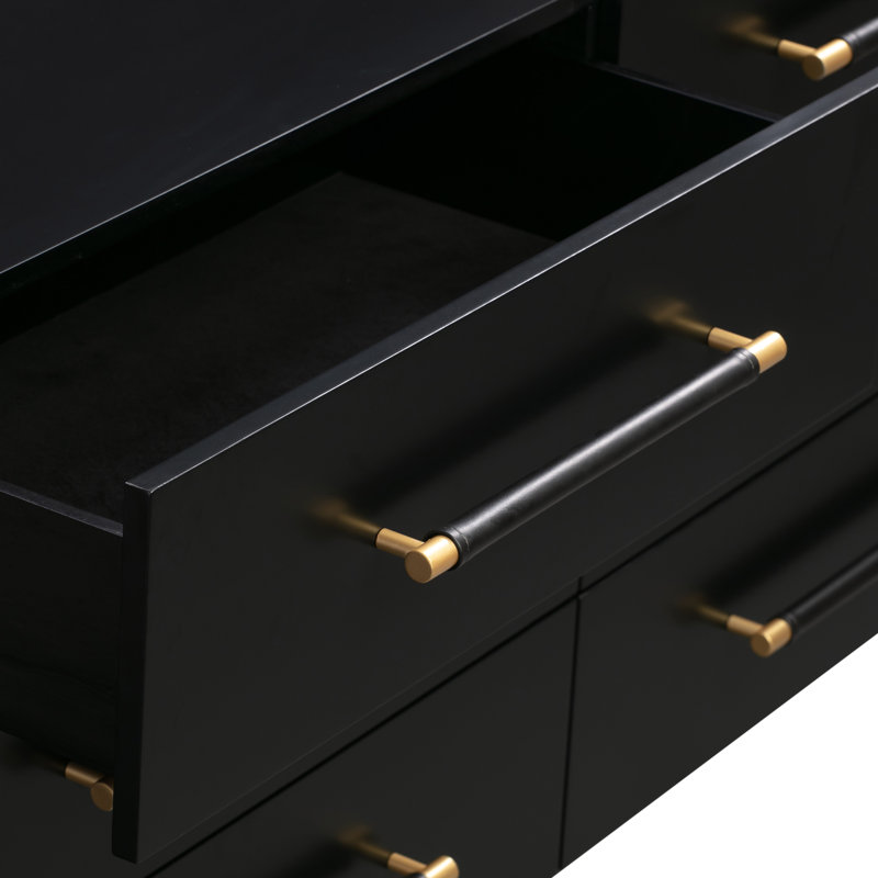 Commode Billiot Trident à 6 tiroirs, Noir
