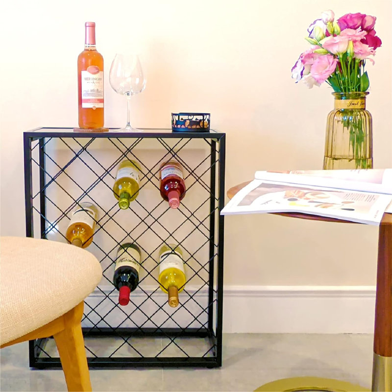 Tyne 32 Bottle Floor Wine Bottle Rack, Black