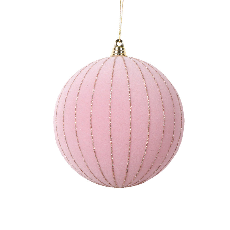 Ensemble d'ornement boule 3 pièces, H 4,7 po x l 4,7 po x P 4,7 po, Rose