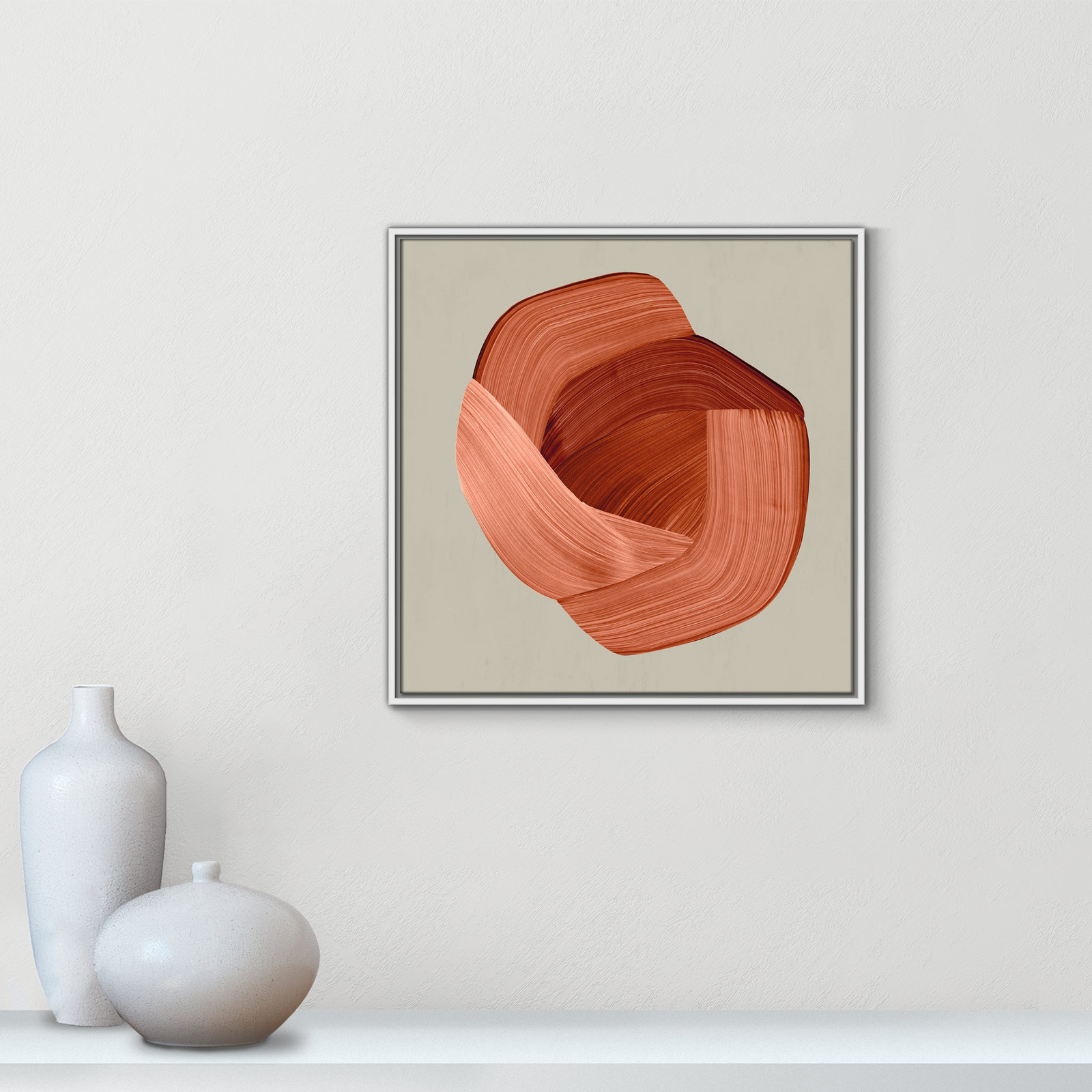 Crema - Floater Frame Painting Print on Canvas, 25.5" H x 25.5" W x 2" D, White Framed