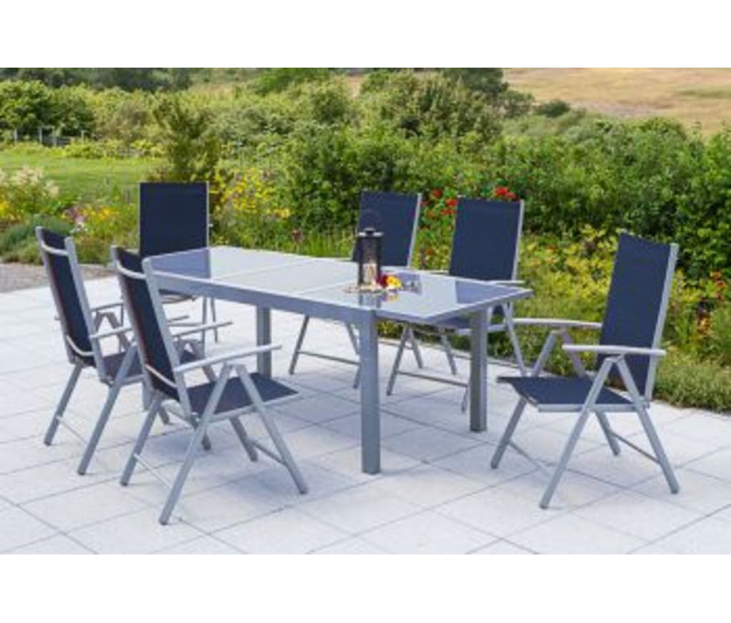 Jannis 6 - Person Patio Dining Set with Rectangular Table, Black