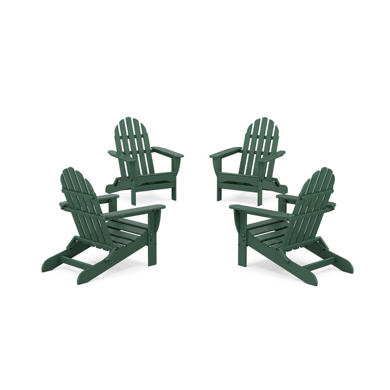 4-Piece Classic Folding Adirondack Conversation Set, Green