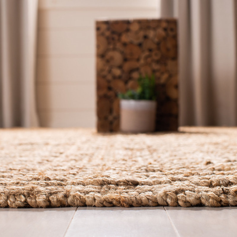 Redick Natural Fiber Hand Loomed Jute Solid Color Rug, Rectangle 5' x 8'