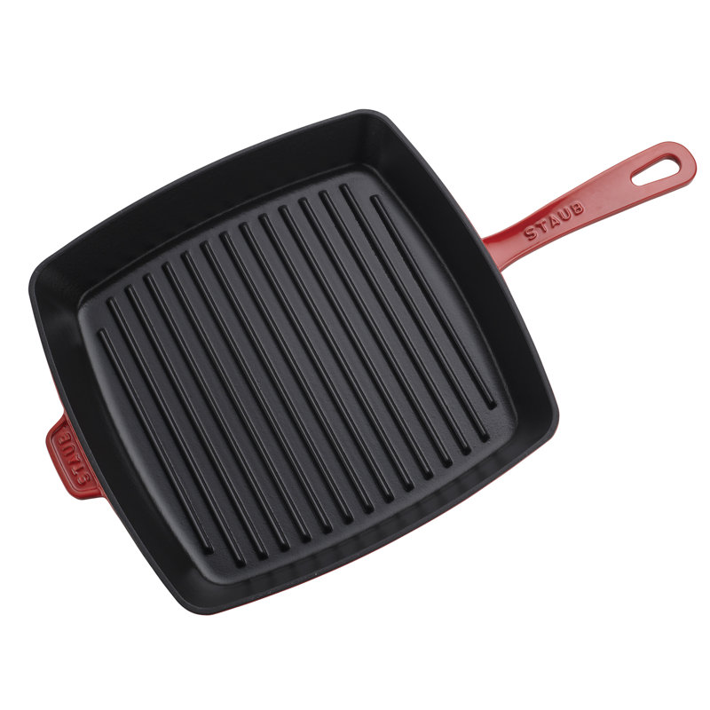 Staub Cast Iron Square Grill Pan, Cherry
