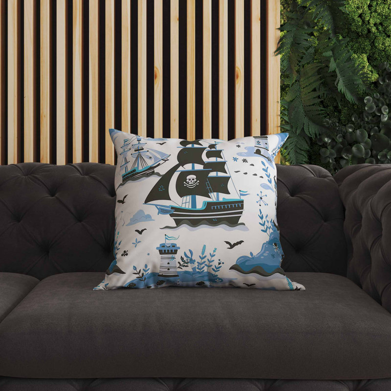 Coussin intérieur / extérieur Treasure Island, Carré 20 po, Bleu