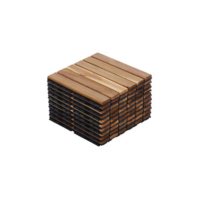 10 Pcs Patio Interlocking Wooden Striped Pattern Flooring Tiles For Outdoor Flooring