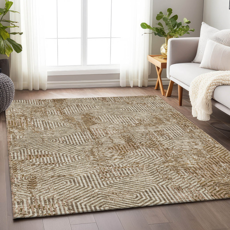 Maliana Washable Geometric Indoor / Outdoor Rug, Rectangle 3' x 5'