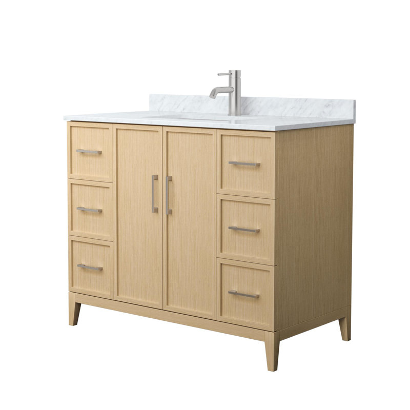 Elan 42" White Oak Single Vanity with Carrara Marble Top