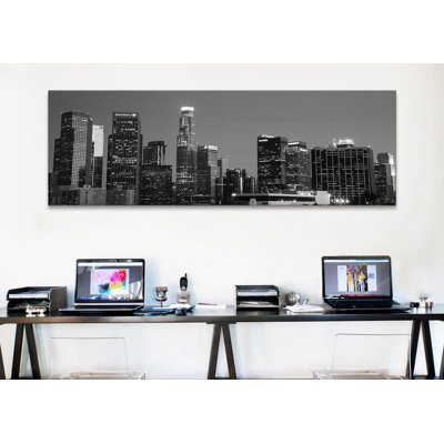 «Los Angeles Skyline Cityscape», reproduction de photo sur toile en noir et gris