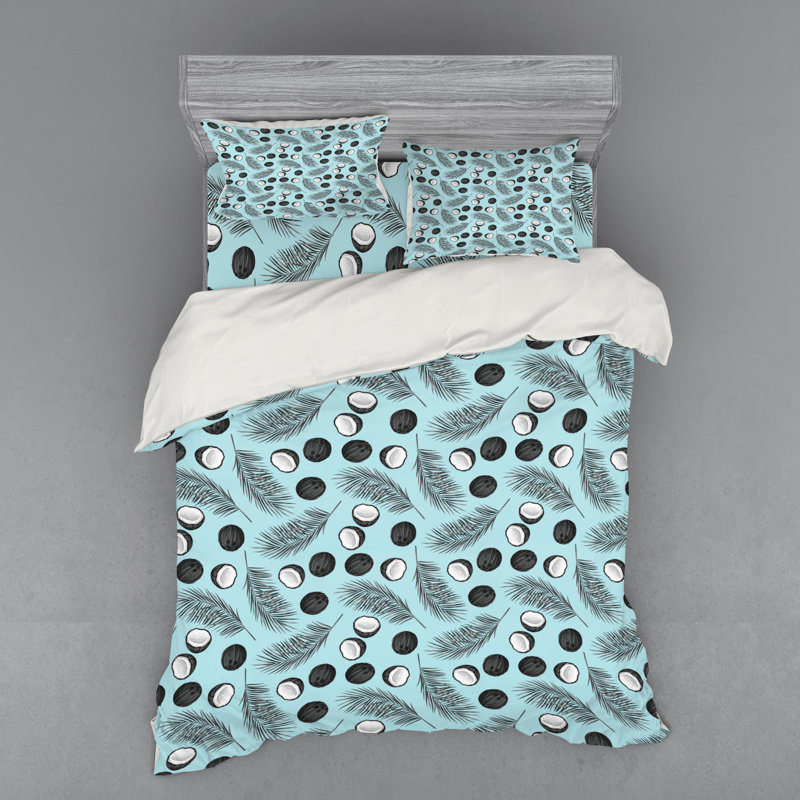 Coastal Polyester Floral Duvet Cover, Queen Duvet Cover + 3 Additional Pieces