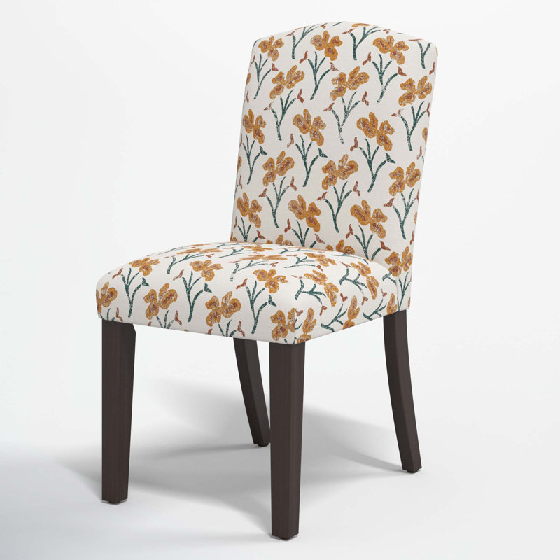 Chaise Estrela, Ocre et bleu sarcelle floral Vanves, Noir