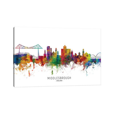 Middlesbrough England Skyline by Michael Tompsett - Wrapped Canvas Painting