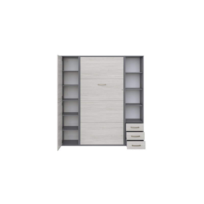 Bator Drawers Murphy Bed, Slate Grey/White Monaco