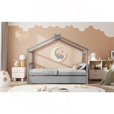 Lit simple en bois avec lit gigogne simple