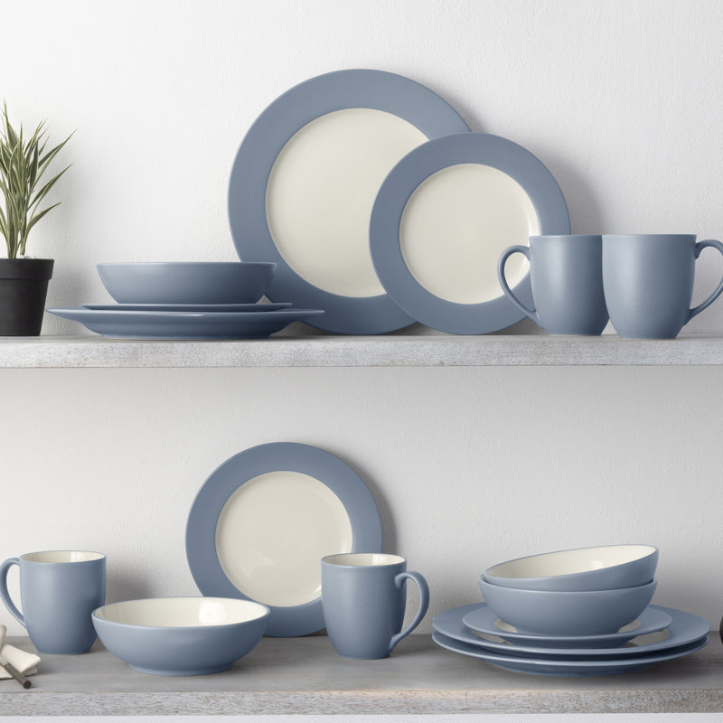 Noritake Colorwave 16-Piece Rim Dinnerware Set, Service for 4, Ice