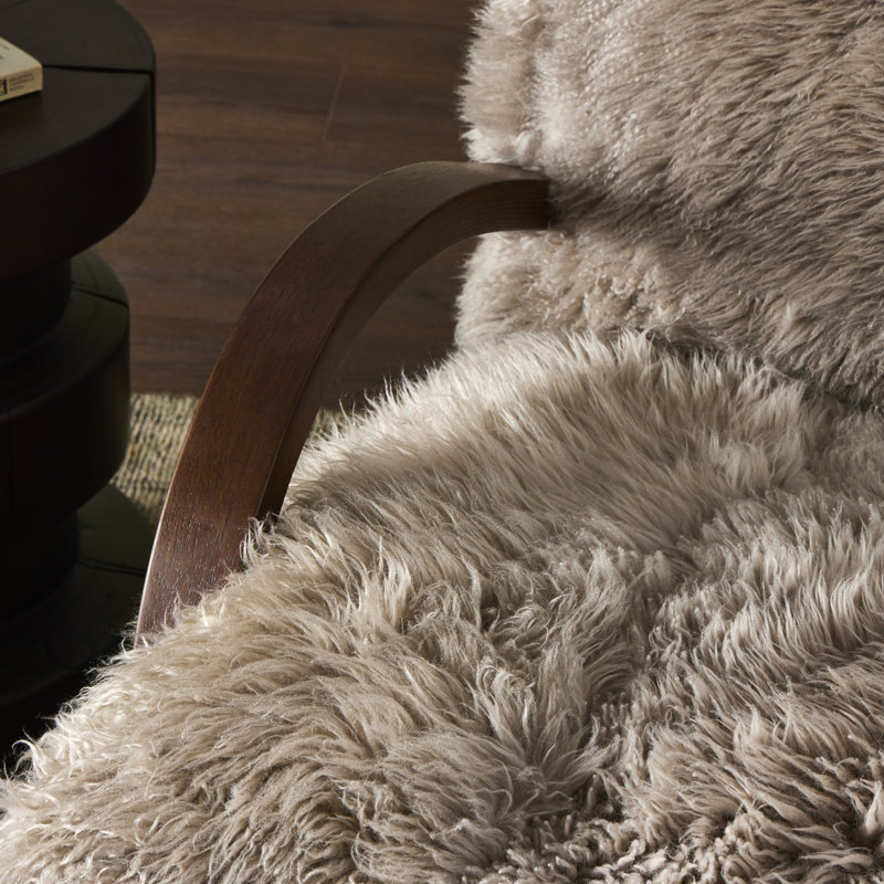 Fauteuil Parkhill, Parawood brun Terra, Taupe fourrure de Mongolie