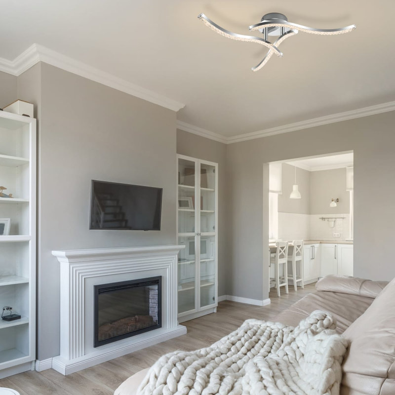 Kenworth 3 Light Built-in, Integrated LED, Modern, Wavy Beaded Ceiling Light - 53x53x13cm, non-dimmable, 3,000K Neutral white