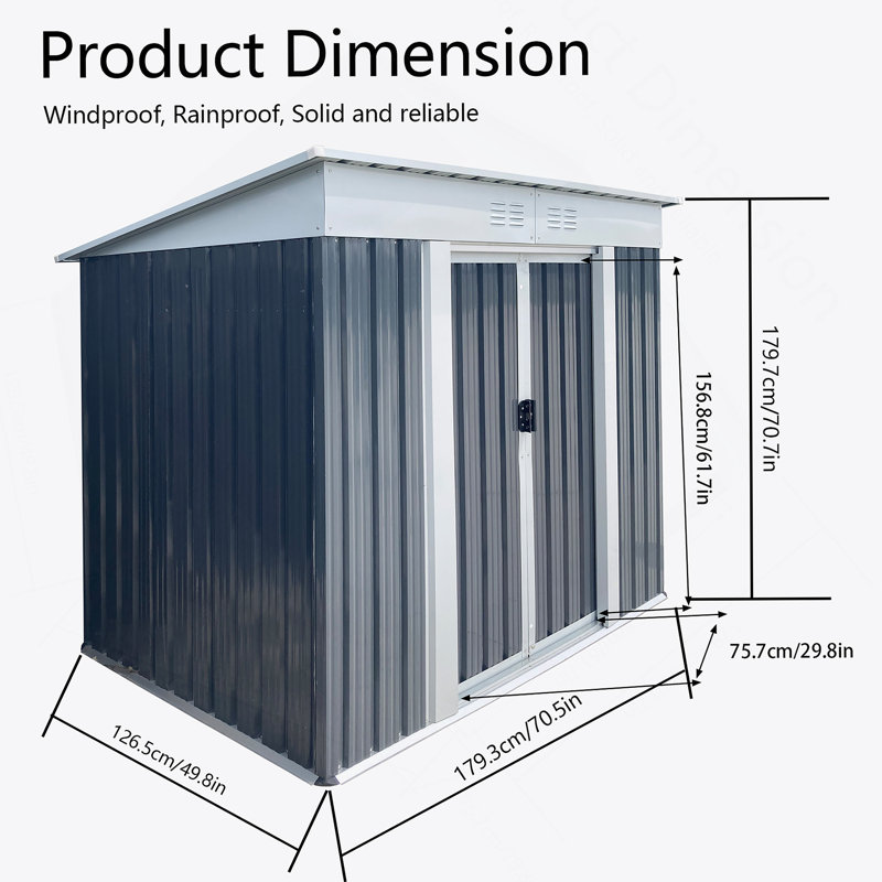 Remise de rangement extérieure pour toit-terrasse de 6 pi x 4 pi