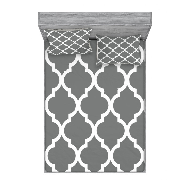 Microfiber Geometric Sheet Set, Full Sheet Set + Fitted Sheet + 2 Pillowcases