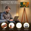  Lampe trépied sur pied avec art botanique abstrait à feuilles vertes, formes géométriques et tons terreux