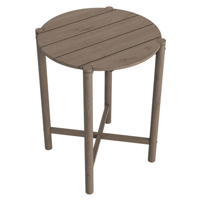 Akeya Round 35 Inch Outdoor Teak Wood Round Bar Table In Weathered Gray Teak