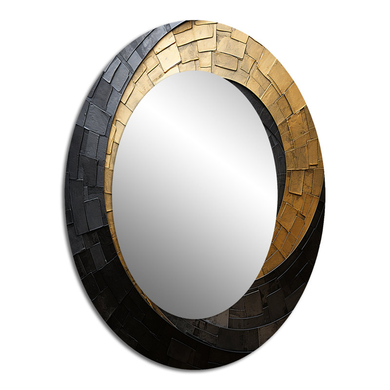 Décor de miroir mural ovale doré noir, 40 po x 30 po