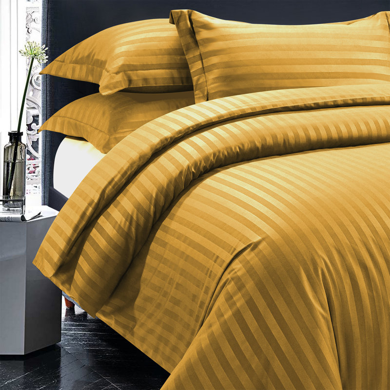 Thirlby Microfibre 250 TC Reversible Modern & Contemporary Duvet Cover Set with Pillow Cases, Ochre