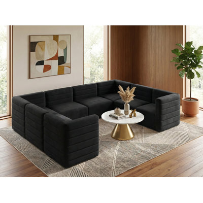 Canapé modulaire en velours réversible de 126 po de largeur Enso