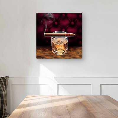 Scotch on Ice with a Cigar - Man Cave Food Metal Print