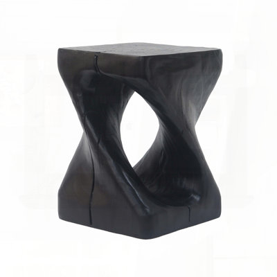 MGO Twist Shape Side Table with Wood-Like Texture – Black