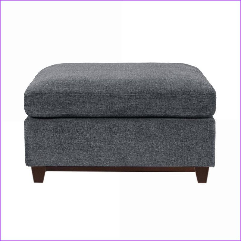 Repose-pieds de salon modulaire capitonné classique gris ardoise | Noyer brun | Pieds en bois